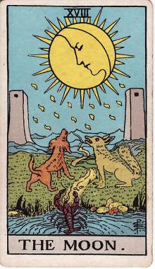 Carta A Lua do Tarot (baralho Rider-Waite)