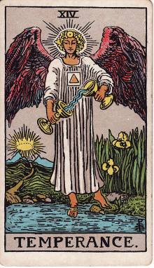 Carta A Temperança do Tarot (baralho Rider-Waite)