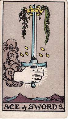 Carta Ás de Espadas do Tarot (baralho Rider-Waite)