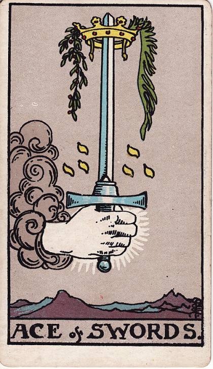 Carta Ás de Espadas do Tarot (baralho Rider-Waite)