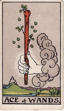 Carta Ás de Paus do Tarot (baralho Rider-Waite)