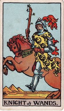 Carta Cavaleiro de Paus do Tarot (baralho Rider-Waite)