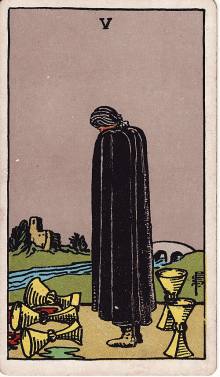 Carta Cinco de Copas do Tarot (baralho Rider-Waite)
