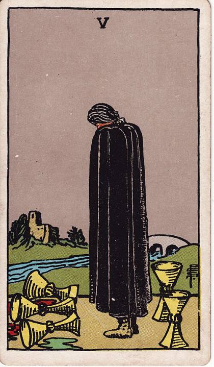 Carta Cinco de Copas do Tarot (baralho Rider-Waite)