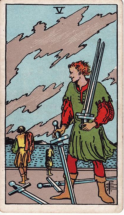 Carta Cinco de Espadas do Tarot (baralho Rider-Waite)