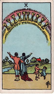 Carta Dez de Copas do Tarot (baralho Rider-Waite)