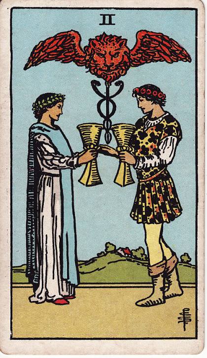 Carta Dois de Copas do Tarot (baralho Rider-Waite)