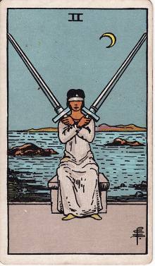 Carta Dois de Espadas do Tarot (baralho Rider-Waite)