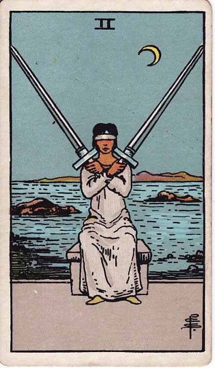 Carta Dois de Espadas do Tarot (baralho Rider-Waite)