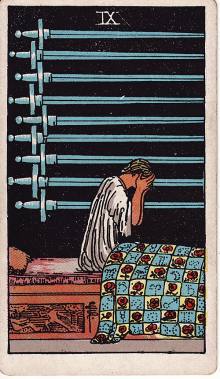 Carta Nove de Espadas do Tarot (baralho Rider-Waite)