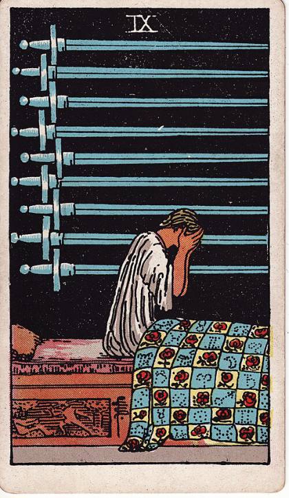 Carta Nove de Espadas do Tarot (baralho Rider-Waite)