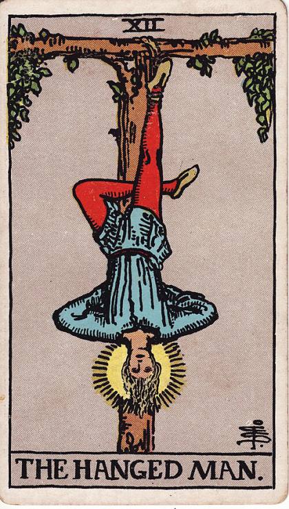 Carta O Enforcado do Tarot (baralho Rider-Waite)