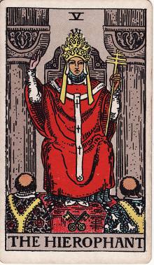 Carta O Hierofante do Tarot (baralho Rider-Waite)