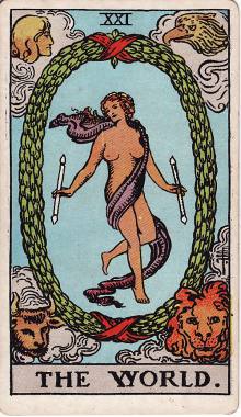 Carta O Mundo do Tarot (baralho Rider-Waite)