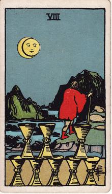 Carta Oito de Copas do Tarot (baralho Rider-Waite)