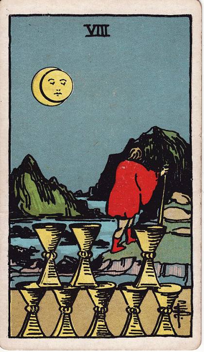 Carta Oito de Copas do Tarot (baralho Rider-Waite)