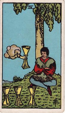 Carta Quatro de Copas do Tarot (baralho Rider-Waite)