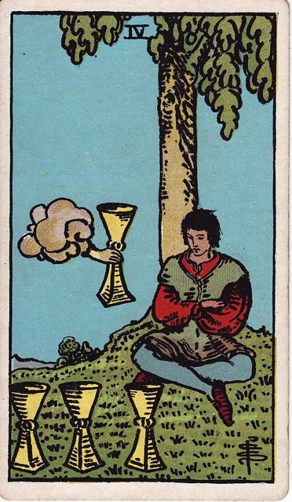 Carta Quatro de Copas do Tarot (baralho Rider-Waite)