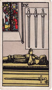 Carta Quatro de Espadas do Tarot (baralho Rider-Waite)