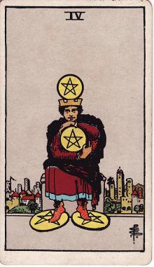 Carta Quatro de Ouros do Tarot (baralho Rider-Waite)