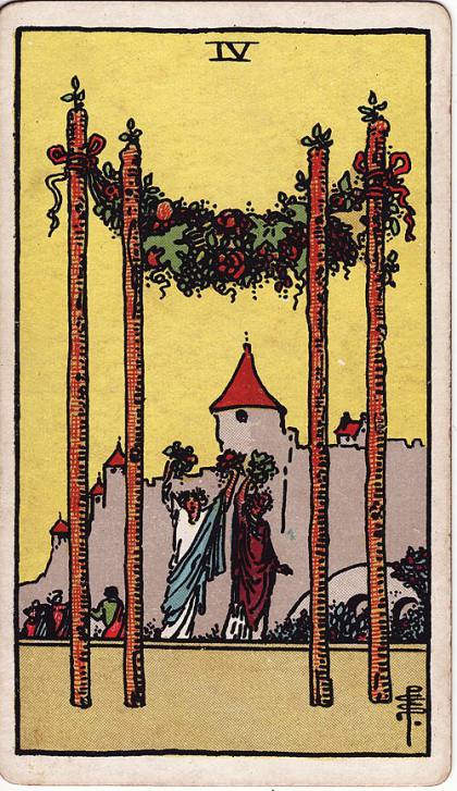 Carta Quatro de Paus do Tarot (baralho Rider-Waite)