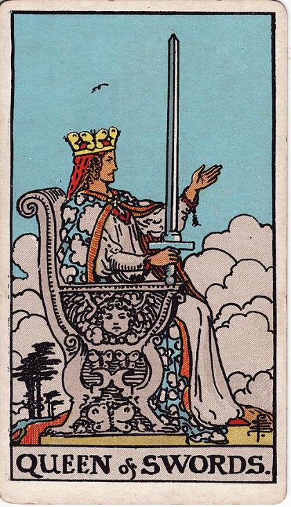 Carta Rainha de Espadas do Tarot (baralho Rider-Waite)
