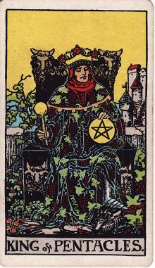 Carta Rei de Ouros do Tarot (baralho Rider-Waite)