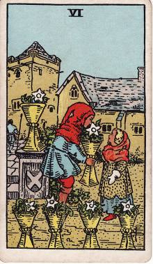 Carta Seis de Copas do Tarot (baralho Rider-Waite)