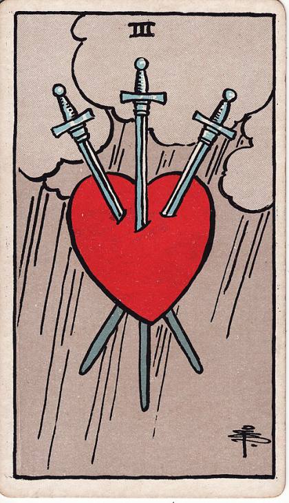 Carta Três de Espadas do Tarot (baralho Rider-Waite)