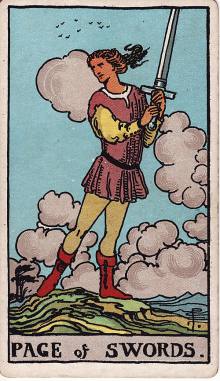 Carta Valete de Espadas do Tarot (baralho Rider-Waite)