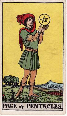 Carta Valete de Ouros do Tarot (baralho Rider-Waite)