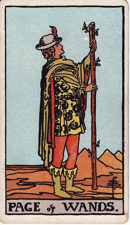 Carta Valete de Paus do Tarot (baralho Rider-Waite)